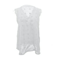 Ženski ljetni bluze V-izrez s čvrstim bez rukavima bez rukava bijele s