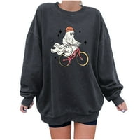 Hueook dukseri za žene plus veličine zimski pad okrugli vrat Modni Halloween Print Šareni pulover Ležerne