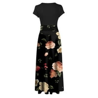 Ženske ljetne haljine za žene Datum Ležerne kratkih rukava Mid-duljina okrugla dekolte cvjetni maxi