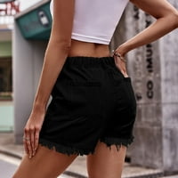 Hlače za žene Trendi kratke hlače Ljeto crtanje elastičnih struka Comfy kratki džepovi pantalone