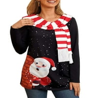 Enjiwell Womens Božićni dugi rukav Santa Claus majica Tunic Xmas šal za bluze