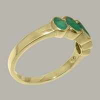 Britanci izrađeni čvrstim 10k žutom zlatom prirodne smaragdne prsten za žene - Opcije veličine - veličina