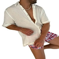 Colisha Muške ljetne majice rever izrez bluza kratki rukav na vrhu ležerne kaznene gumbe dolje tee bež
