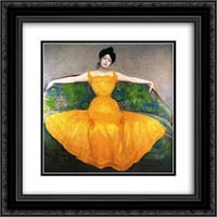 Ma kurzweil matted crnarna ukrašena uokvirena umjetnost Dama u žutoj haljini