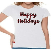 Awkward Styles Ruly Xmas majice za žene Božić Happy Holidays Plaid majica