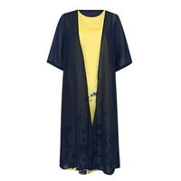 Ljetne haljine za žene iznad koljena sunčanica rukav boem boemski čamac za odmor cvjetna haljina žuta