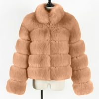 AUFMER jesen i zimska odjeća Fau Shearling Ženske dame toplo FAU FAUXRY kaput jakna Čvrsta V-izrez odjeća