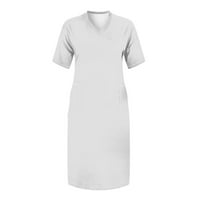 B91XZ Maxi haljine za ženske haljine za žene ugodne plus veličine V izrez kratkih rukava koljena štampana