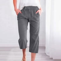 Ženske ljetne hlače High Struk široke noge Elastične pantalone za elastične pantalone udobne ravne noge