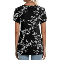 DXhmoneyh ženska florna bluza na vrhu ljetne majice kratkih rukava za žene za žene Ležerne prilike tiskane