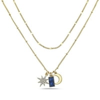Gaeta poklon nakit nakit 14k žuto pozlaćeni mjesec i zvijezda lapis lazuli ženski duo privjesak