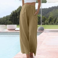 Gathrrgyp Womens Hlače plus veličina, ženske ležerne čvrste hlače Udobne elastične visoke struke široke