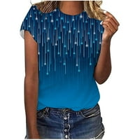 Penskaiy ženska modna casual okruglica Digitalni tisak kratkih rukava majica TOP bluza T -SHIrts za žene predimenzionirani XXL plavi ljetni posao