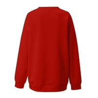 Tking modna dukserica za žene s dugim rukavima Crewneck Božićni vrhovi tiskani pulover Tuničke košulje