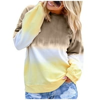 Ženske vrhove dugih rukava znoji za žene casual o-vrat gradijent kontrastne boje dugih rukava Top pulover