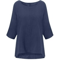 Ayolanni pamučni posteljini za žene plus size rukav ljetni košulje casual labavo pulover majica bluza