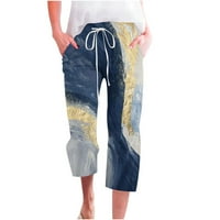 Oalirro ženske kapri hlače labavi fit cvjetni print s džepovima Ležerne ljetne ženske pant