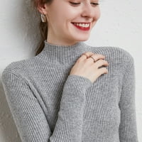 Ženski pleteni mock kornjača vrata vunene vunene dugih rukava pulover džemper