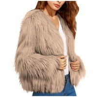 Ženski kaputi jakne za žene jesen i zimski plišani dugi rukav topli kardigan ženski vrhovi kaki 2x
