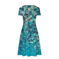 Vintage haljine za žene casual ljeto fasihon plus veličina ruched v izrez kratki rukav bodycon cvjetni