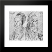 Mlada djevojka Keln i Dürerove supruge uokvirene umjetnosti Print od Albrecht Durera