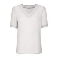 Clearance ispod $ Cotonie Modne žene Ležerne prilike sa čvrstim kratkim rukavima V-izrez Majica Majica