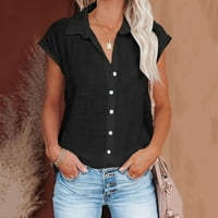 Ženske plus štednje vrhove i majice - ljeto gumb Down Bluze za žene Pamučna posteljina casual majica