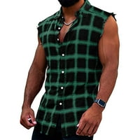 Muški tenk gornji rezervoalni majica bez rukava na rukavicu plairani print zeleni xxl