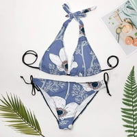 Ručno izvučeno Anemone Cvijeće Žene Halter String Triangle Bikini setovi dva seksi kupaći kostimi