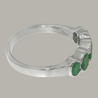 Britanci napravio je 10k bijelo zlato Real Pravinski Emerald Womens Band prsten - Opcije veličine - Veličina 8.25