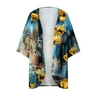 Kiplyki ponude ženski džemperi Jesen cvjetni print Puff rukav kimono labavi šifon pokriti bluzu