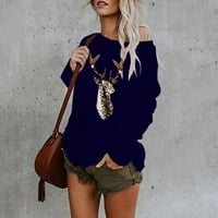 Ženska moda O-izrez 3D pulover za ispis Jednostavne majice s dugim rukavima vitki tunički dressy džemper