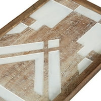 Prirodni mandanski dvotonski geometrijski set od 3-komada drvenog zida