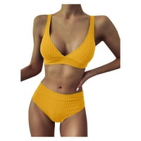 Ženski kupaći kostimi kratki ženski prugasti push up visoki rezni viši struk Halter bikini set dva kupa
