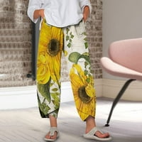 Daqian hlače za žene plus veličine Žene elastične strugove Hlače cvjetne tiske široke nogalne hlače