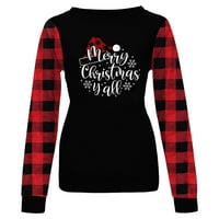 Ženski božićni vrhovi Casualny Slanta Santa Claus Snowflake Print majice Žene Osnovni džemperi za pune