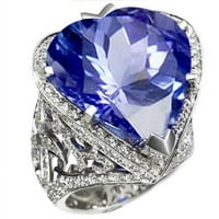 Harry Chad Enterprises 9. CT Heart Sri Lanka Sapphire Diamonds 14k bijeli zlatni prsten