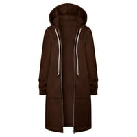 Ženski duksevi kaput jesen zimski topli džepovi Zipper nacrtne patentne zatvarače Otvorene jakne s kapuljačom