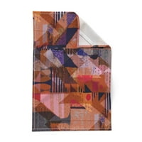 Tiskani ručnik za čaj, platno pamučno platno - Boho Bauhaus Sažetak Šareni uzorak plemenski print Dekorativni