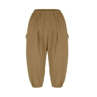 Symoid Capris pantalone za žene pamučne posteljine casual lounge hlače- na klirensu ležerne pamučne