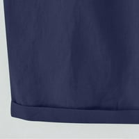 Zyekqe Womens Plus size Pamučne posteljine hlače Ljeto Čvrsta boja elastični struk pet bodova Hlače