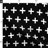 Pamuk Saten Duvet Cover, King King - Cross Crno bijeli geometrijski trendy mod Hipster Swiss Monochrome
