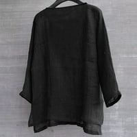Qazqa ljetni muški pamuk posteljina V izrez majica s dugim rukavima Bluza casual labav tee vrhovi crni