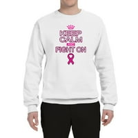 Budite mirni i borite se na svijesti o raku dojke Unise Crewneck Grafički duks, bijeli, mali