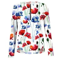Ženske vrhove Dressy kratkih rukava kratkih rukava Ležerne košulje tunike Zipper V izrez cvjetni print
