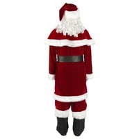 Božićna santa klauzula za muškarce set Deluxe baršunast odrasli Santa odijelo Santa kostim outfit -xxl
