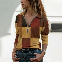 Žene Print s dugim rukavima patentni zatvarač za zatvaranje pulover na vrhu majica HOT6SL871808