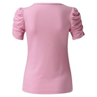 Ženske majice Tuničke vrhove za ljeto trendy Solid Color Comfy V izrez L s puff rukava