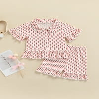 Djeca Djevojčica Ljeto Ruffled pidžama Postavite kratku rukavu za lutke s kratkim rukavima TOP ELASTIC