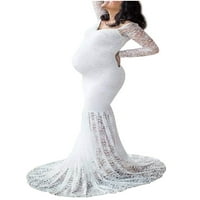 LUMENTO Ženska materinska čipka sirena haljina s ramena Slim ugrađena fotografija snimak vjenčani zabava